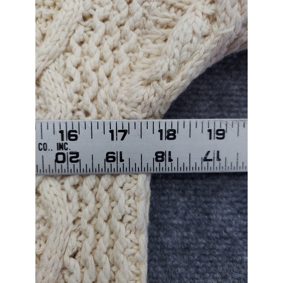 Yorkshire Knitting Sweater Womens Large Beige Fishermans Turtleneck Cable Knit - Picture 7 of 9